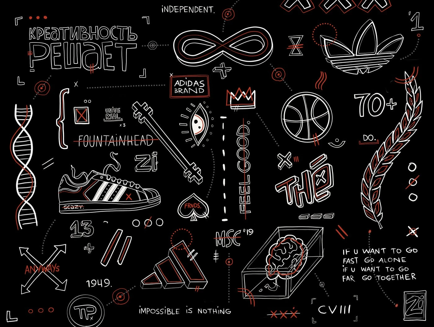 SCAZY × Adidas · оригинальный рисунок
